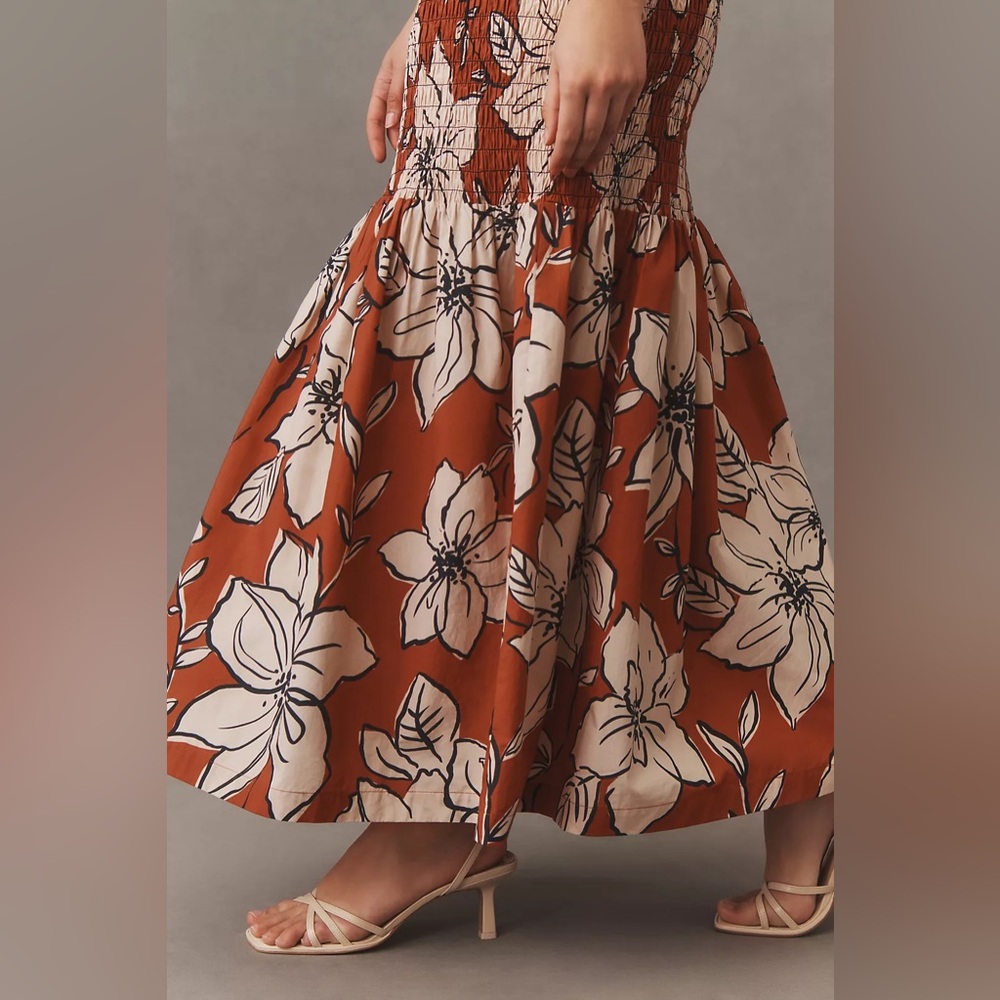 NWT Anthropologie Dhruv Kapoor Smocked Flounce-Hem Dress - Picture 6 of 12